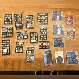 Bundle of 33 NEW Dog Plaques/Wooden magnets Gifts Decor Resell